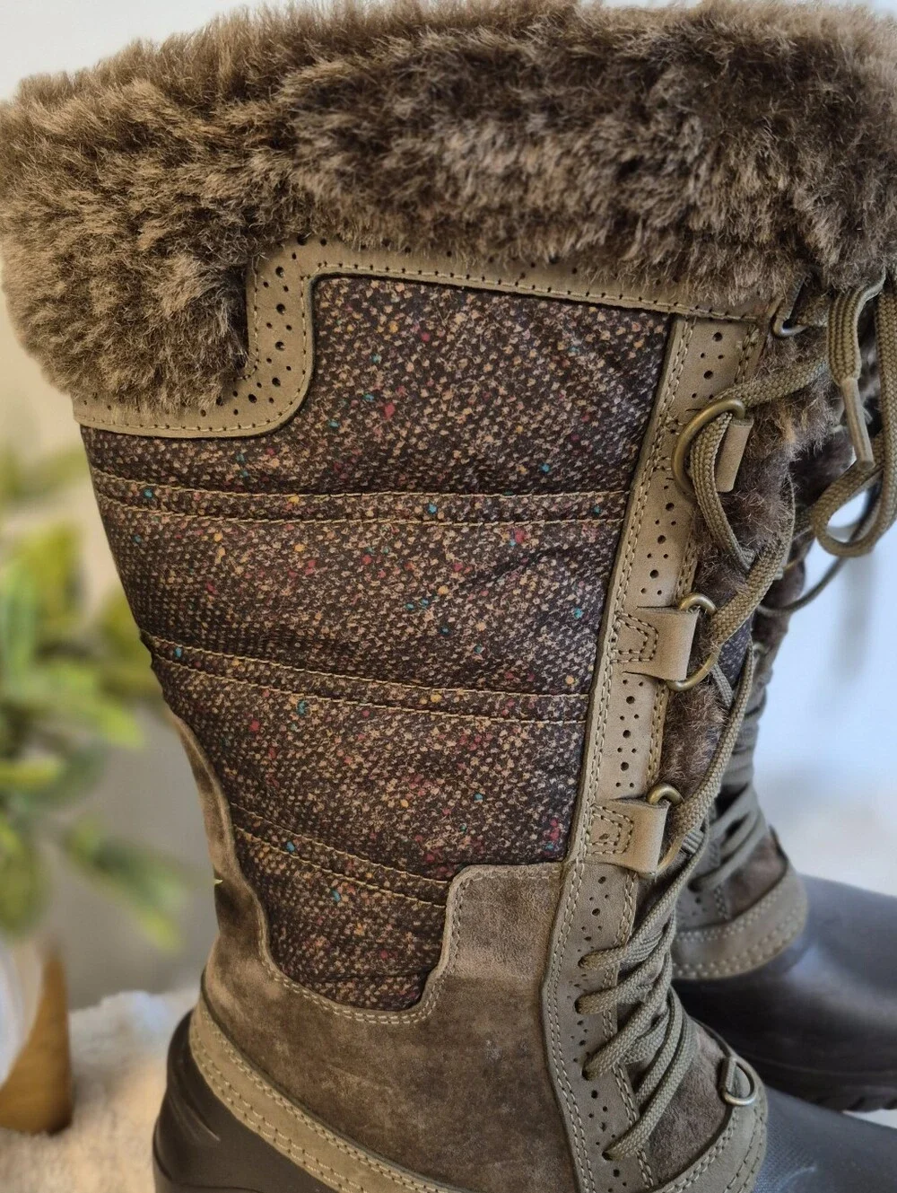The North Face Shellista Tall Waterproof Snow Boots Brown Faux Fur Size 8.5